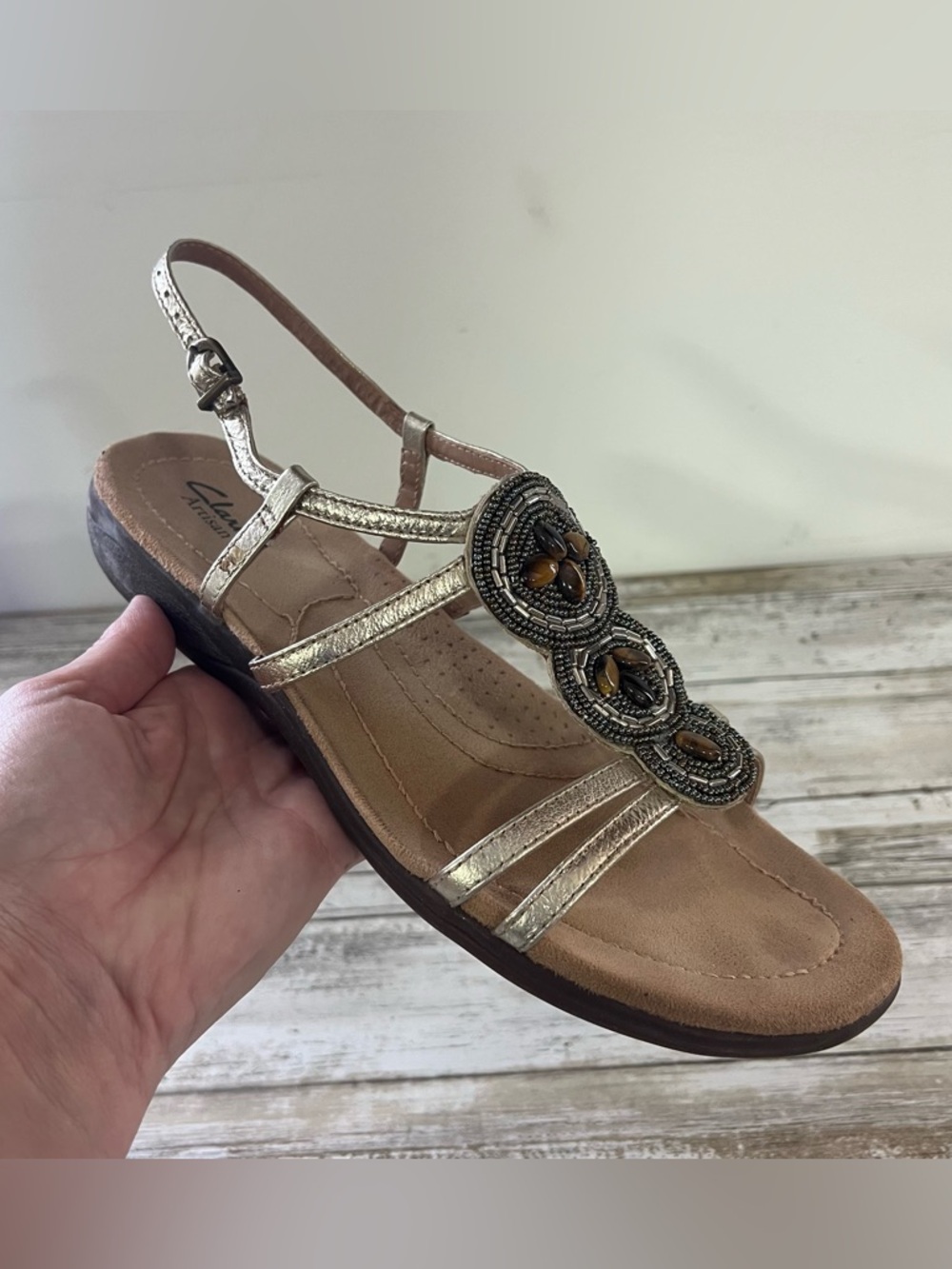 Clarks Artisan Gold Beaded Sandals
